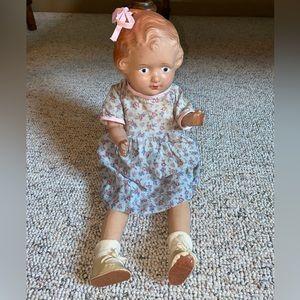 Antique Composite Sawdust Girl Doll Rare Early 1930’s 17.5” All Original
